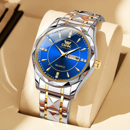 Stainless Steel Double Calendar Waterproof Men's Watch