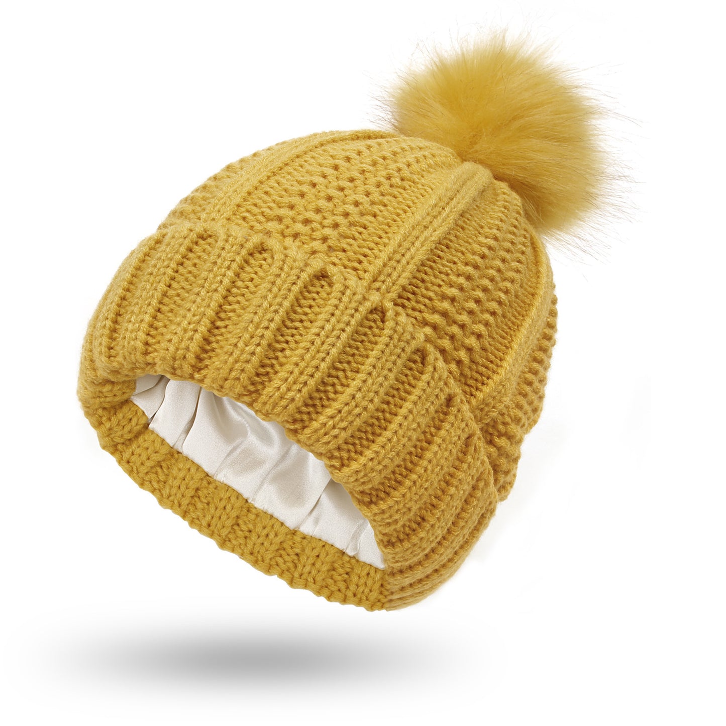 Fashion Stretchy Satin Lined Skull Knit Beanie Hat For Women