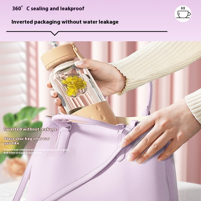 Magnetic Tea-Water Separation Glass Infuser Tumbler