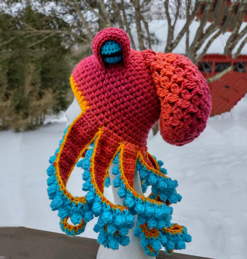 Adult Tricky And Funny Octopus Headgear Handmade Crochet Woolen Hat