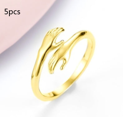 Simple Hands Alloy Hug Ring