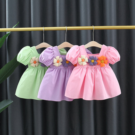 Square Collar Puff Sleeve Princess Dress