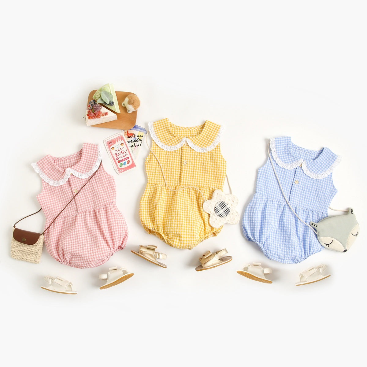 Simple And Creative Plaid Baby Onesie