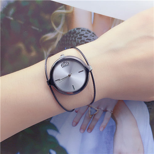 Retro Girls Round Single Steel Wire Bangle Watch