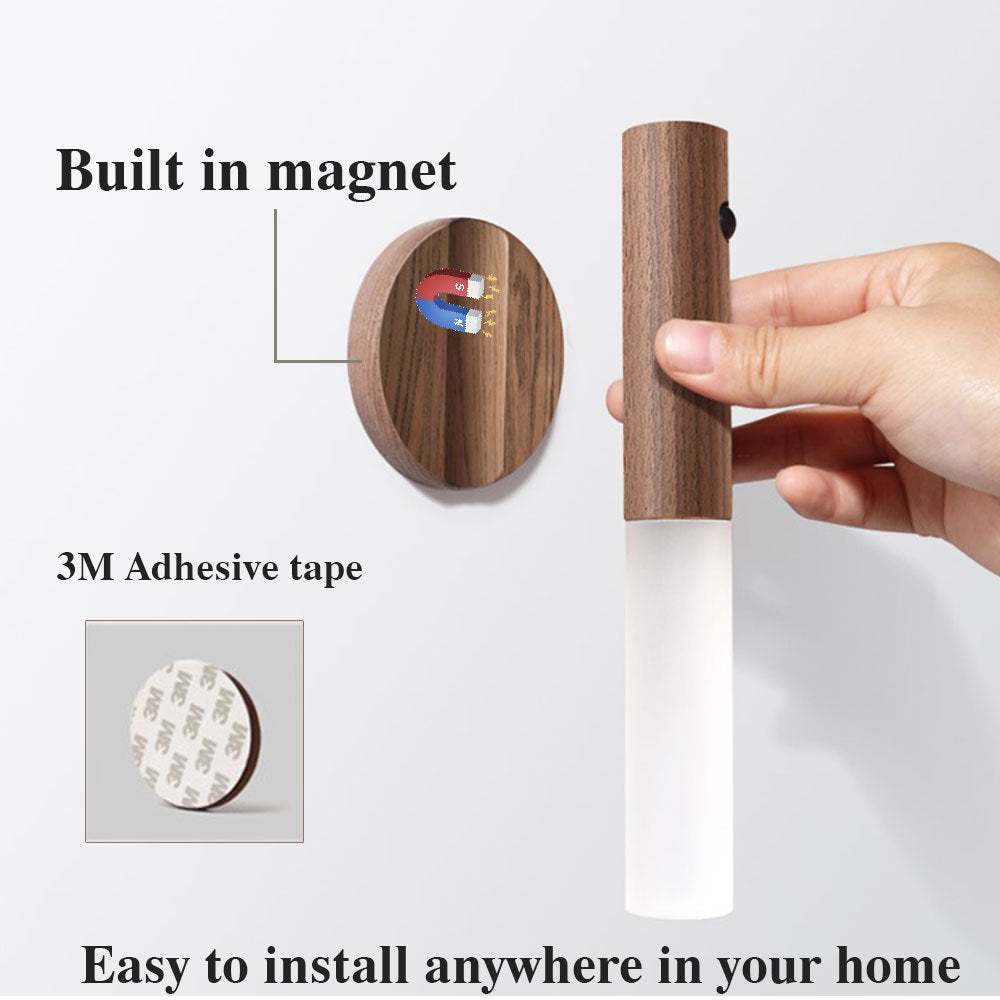 Auto LED USB Rechargeable Magnetic Wooden Night Light