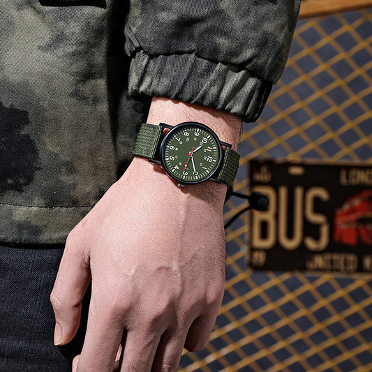 Men's Nylon Woven Belt Casual Sport Watch