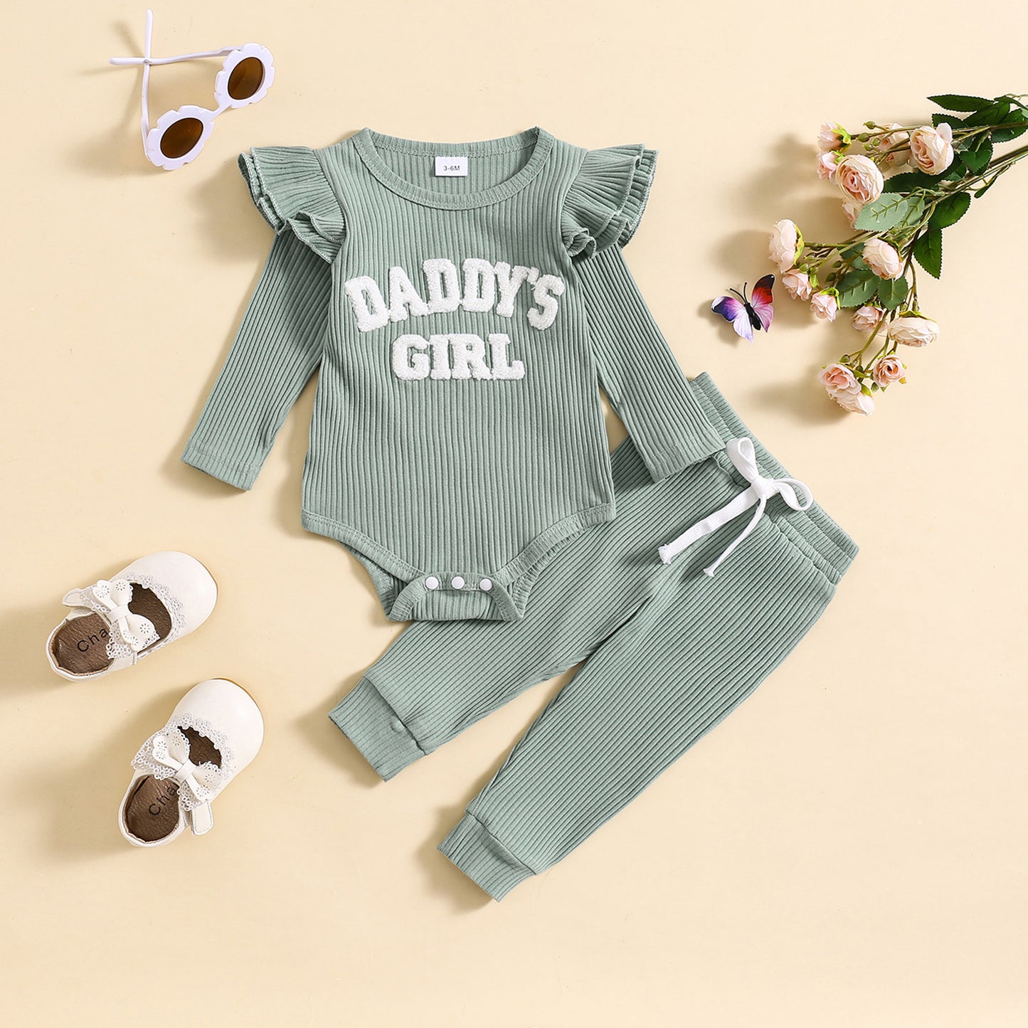 Sunken Stripe Letter Embroidery Suit