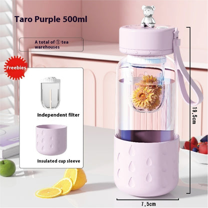 Magnetic Tea-Water Separation Glass Infuser Tumbler