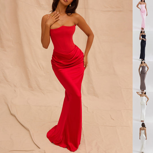 Slim Tube Top Long Backless Party Evening Dresses For Women