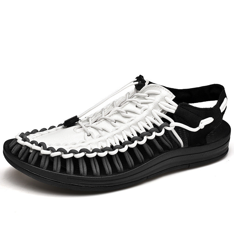 Woven Drawstring Tie Roman Shoes
