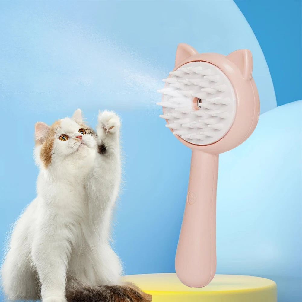 Mist-Enhanced Self-Cleaning Grooming Brush for Cats & Dogs