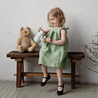 Girls Summer Linen Loose Sling Dress