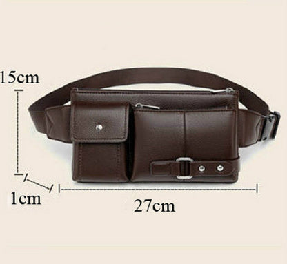 Men's Leather Waist And Chest Bag For Travel