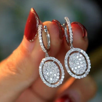 White Gold Plated Oval Earrings