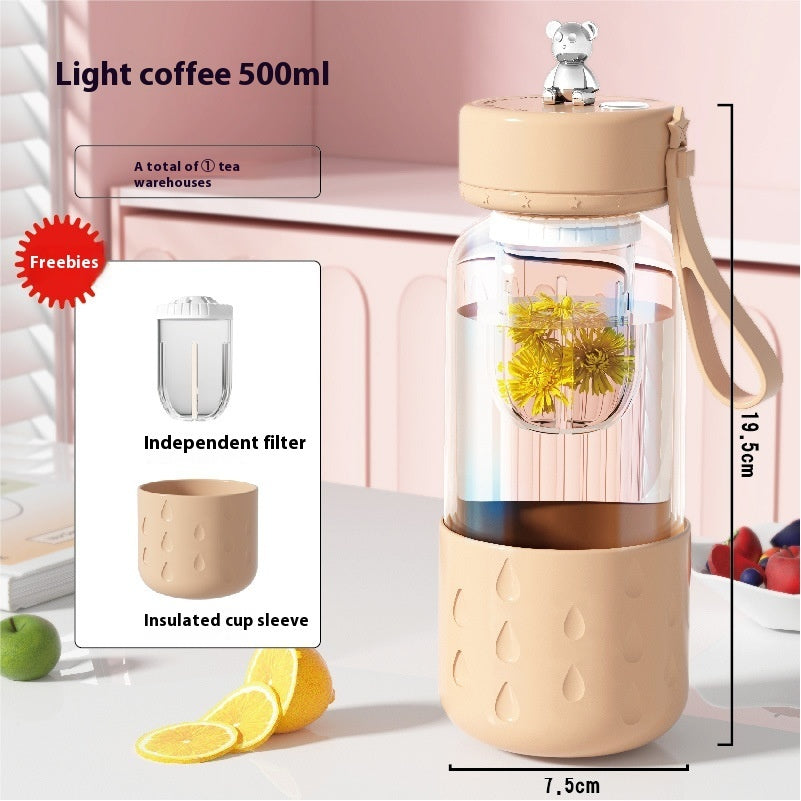 Magnetic Tea-Water Separation Glass Infuser Tumbler