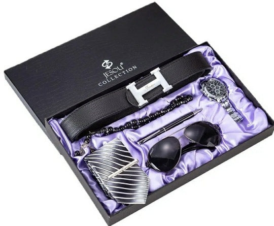 Men's Gift Suit Exquisite Packaging With Watch, Belt, Tie And Wallet
