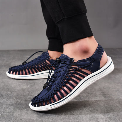 Woven Drawstring Tie Roman Shoes
