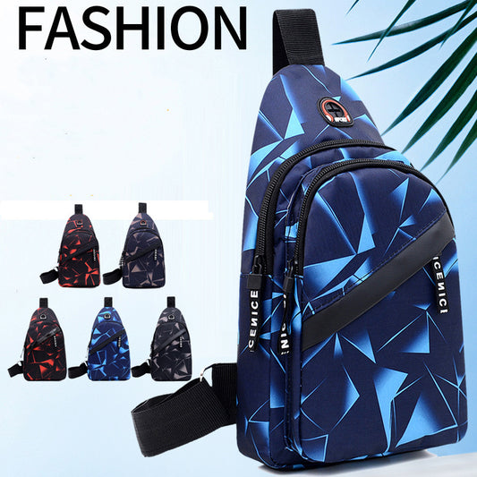 Print Sling Crossbody Chest Bag With Earphone Hole Design