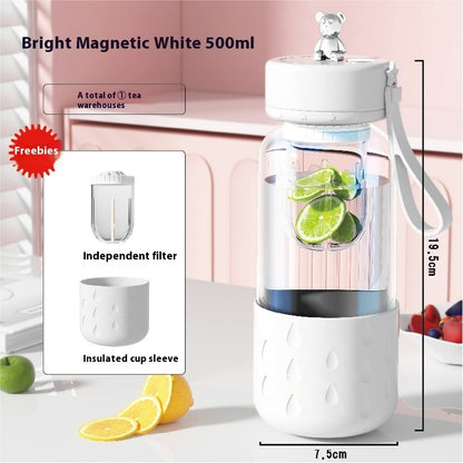 Magnetic Tea-Water Separation Glass Infuser Tumbler