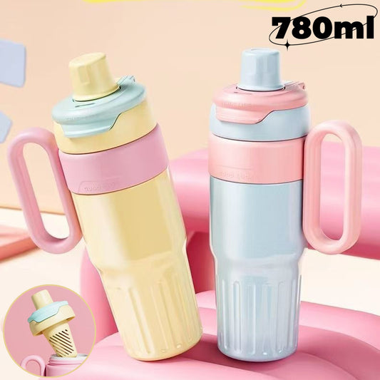 780 mL Gradient Double-Wall Thermal Cup – Stainless Steel with Lid & Straw