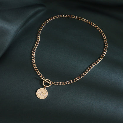 High-grade Retro U-shaped Double-layer Metal Chain Tag Necklace