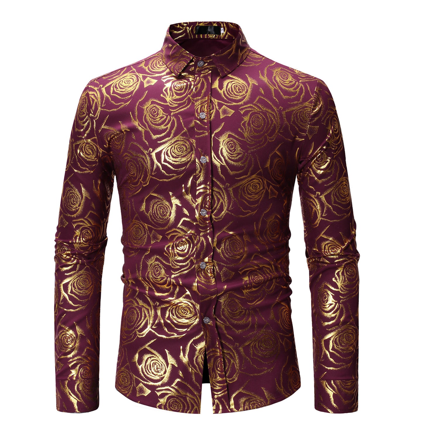 Fashion Floral Printed Men's Casual Long Sleeve Shirt