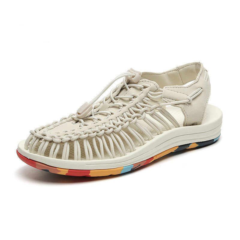Woven Drawstring Tie Roman Shoes