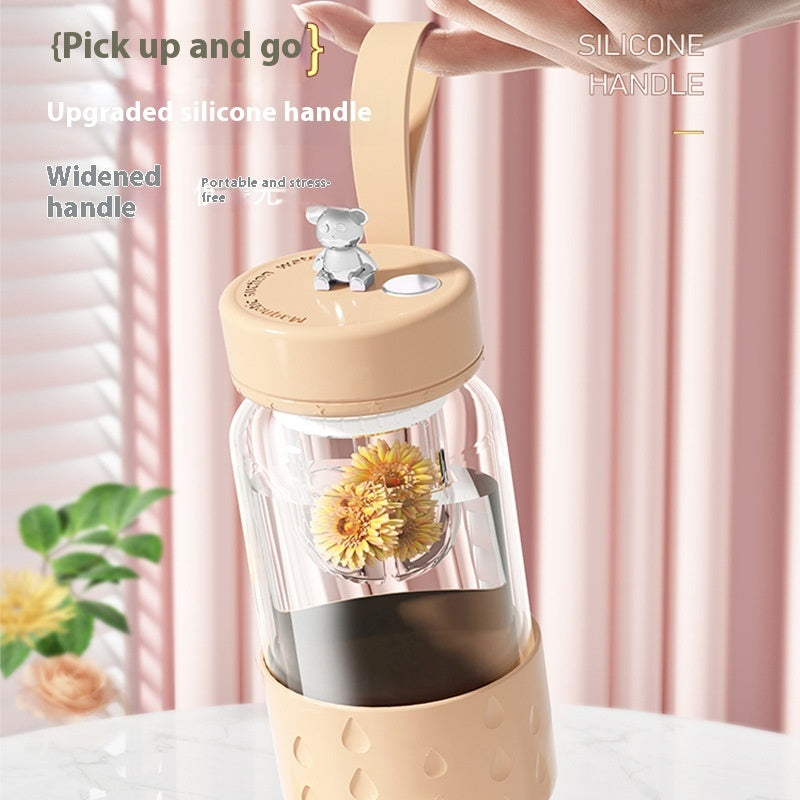 Magnetic Tea-Water Separation Glass Infuser Tumbler