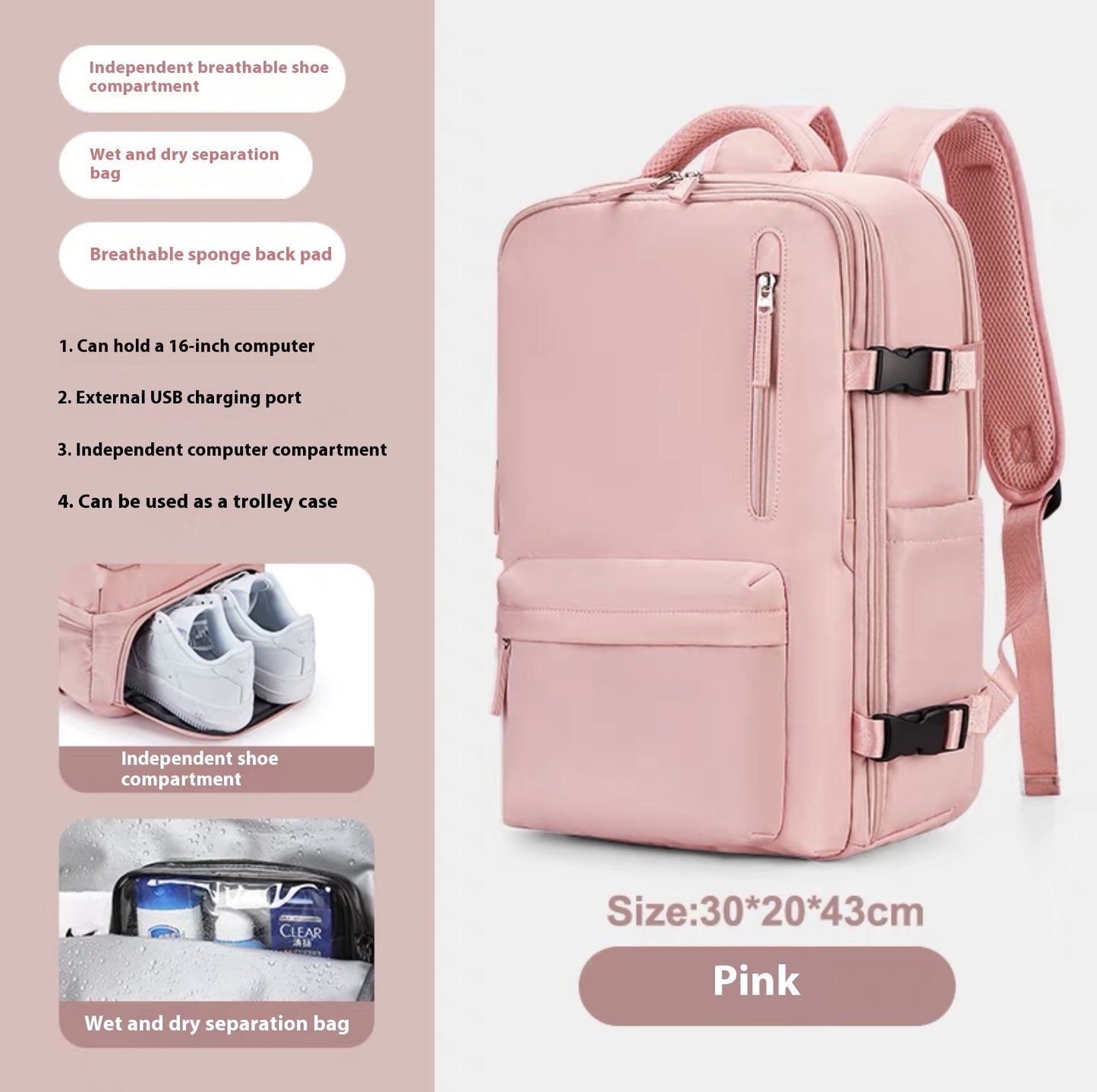 Breathable And Waterproof Large Capacity Travel Backpack