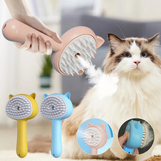Mist-Enhanced Self-Cleaning Grooming Brush for Cats & Dogs