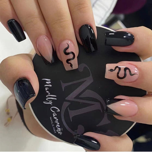 Black Bevel French Nail Patch