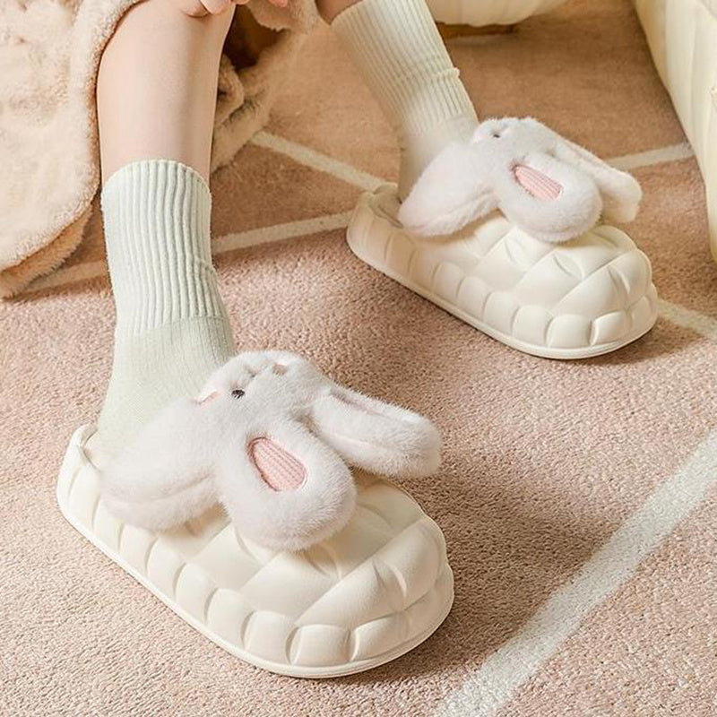 Cute Rabbit Fuzzy Slippers For Women