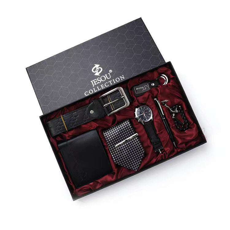 Men's Gift Suit Exquisite Packaging With Watch, Belt, Tie And Wallet