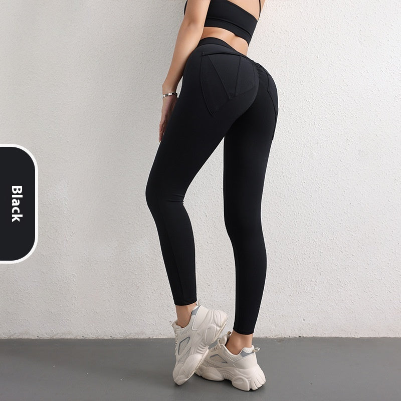 High Waist Hip Lift Yoga Pants With Pockets