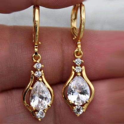 Purple Zircon Drop-shaped Temperament Earrings