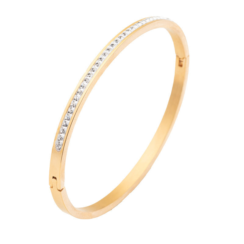 Stainless Steel Bracelet With Diamond Opening