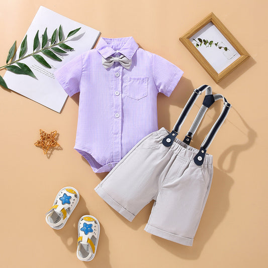 Children's Summer Suspender Shorts Gentleman Suit
