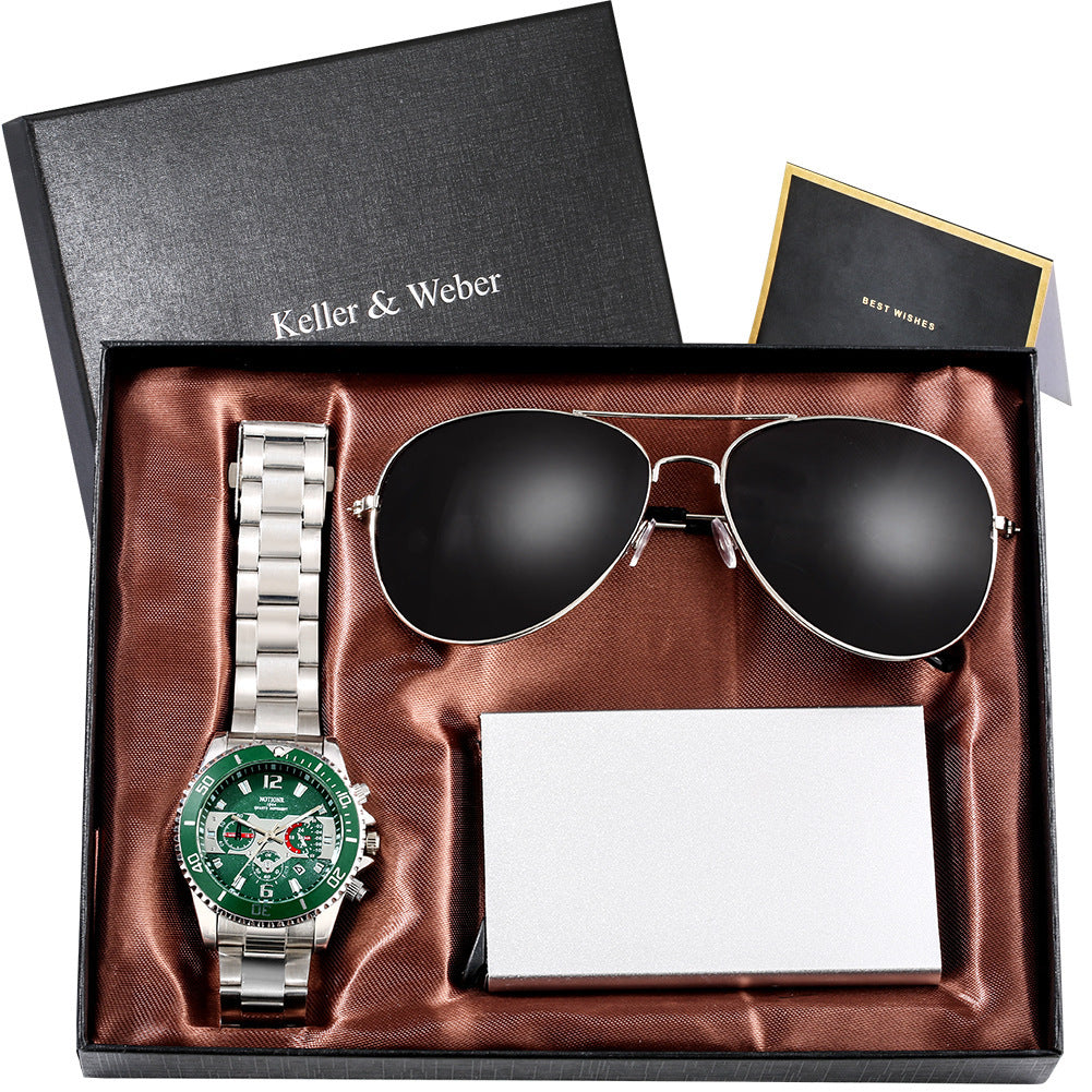 Men's Quartz Watch, Sunglasses And Gift Box