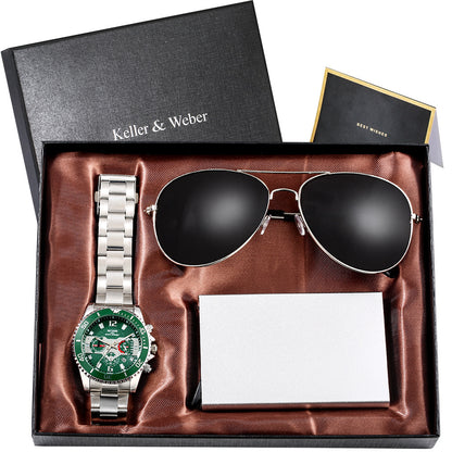 Men's Quartz Watch, Sunglasses And Gift Box