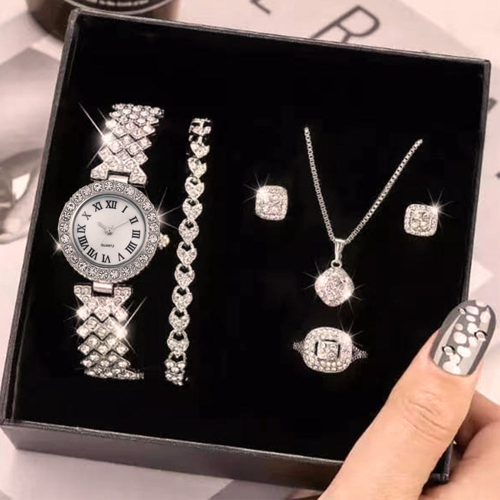 Full Diamond Luxury Bracelet Watch Suit