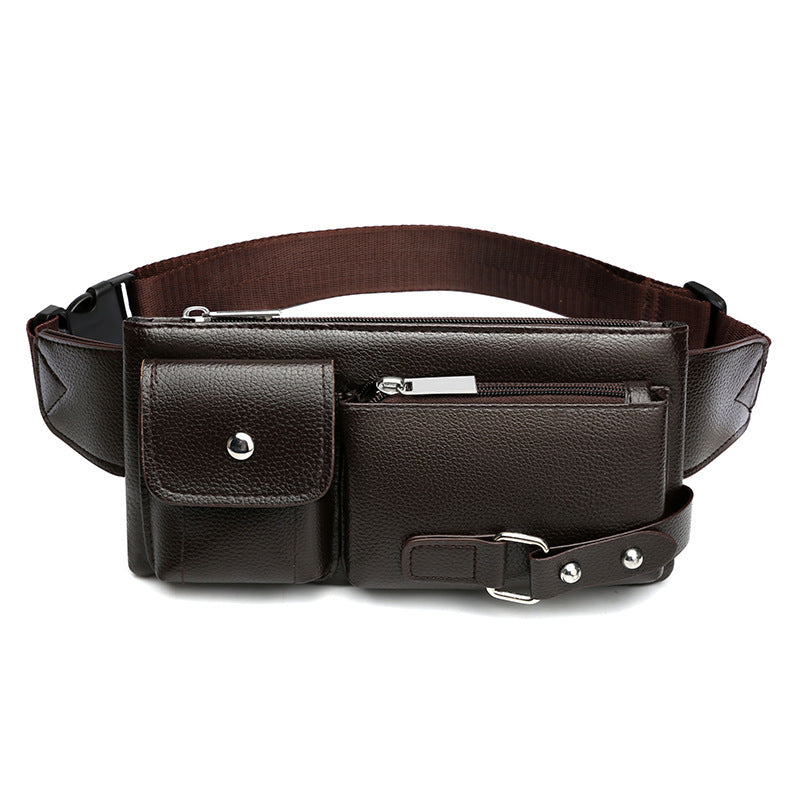 Men's Leather Waist And Chest Bag For Travel