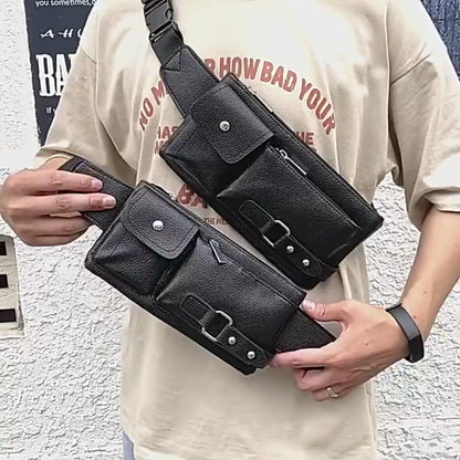 Men's Belt Bag Classic Solid Color PU Leather Wais